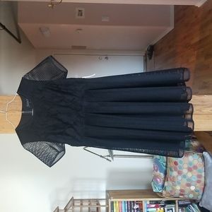 Eloquii Black Lace and Mesh Dress